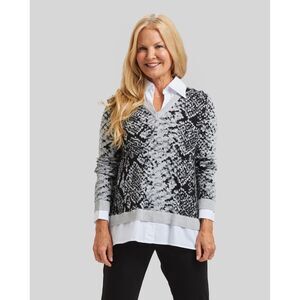 Peace of Cloth Python Sweater w/ Attached Shirt Size XS Animal Print Designer